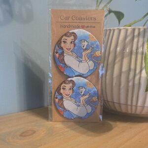 Handmade Car Coasters with Belle Design